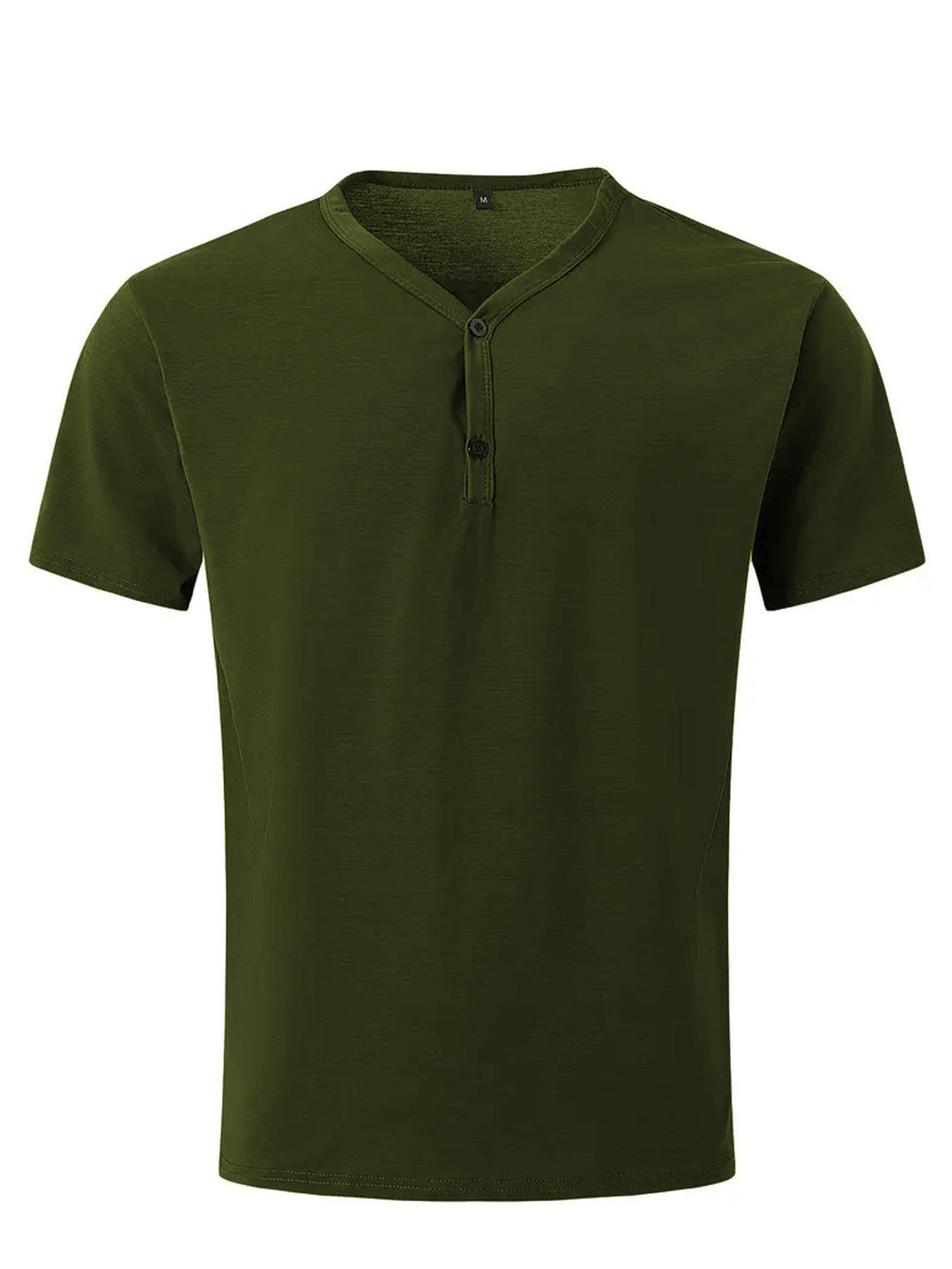 Herren nan kurzärmeliges Henleyshirt mit V-Ausschnitt und Zweiknopfleiste aus Baumwollmix Shopnory