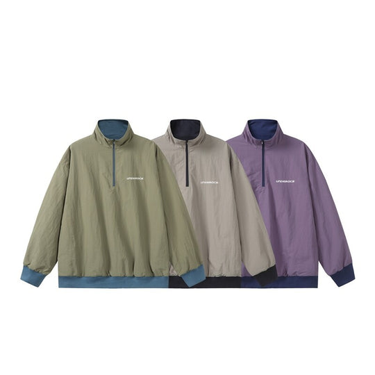 Unisex Oversize Windbreaker-Pullover mit halbem Reißverschluss und geripptem Saum Shop Nory
