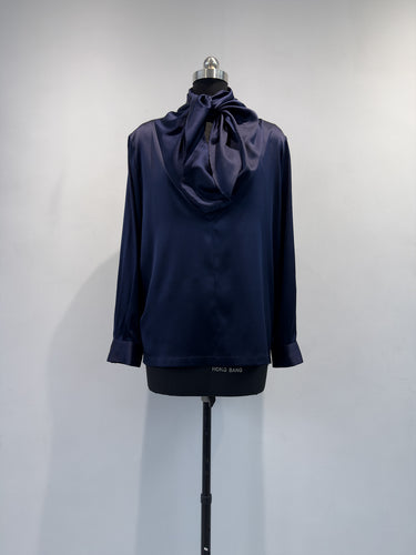 Damen Elegante Satin Kapuzenbluse Shop Nory