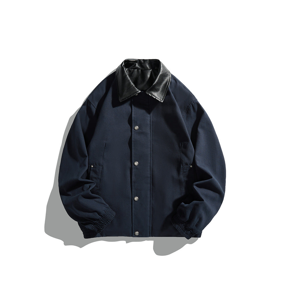 Herren Maskuliner Boxy-Fieldblouson mit kontrastierendem Kunstlederkragen und verdeckter Druckknopfleiste Shop Nory