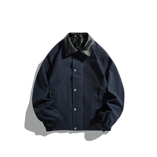 Herren Maskuliner Boxy-Fieldblouson mit kontrastierendem Kunstlederkragen und verdeckter Druckknopfleiste Shop Nory