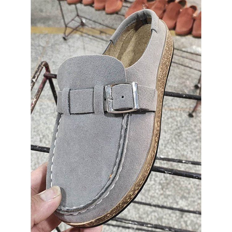 Damen Mokassin-Loafer aus Veloursleder mit Kork-Laufsohle und Zierschnalle Shop Nory