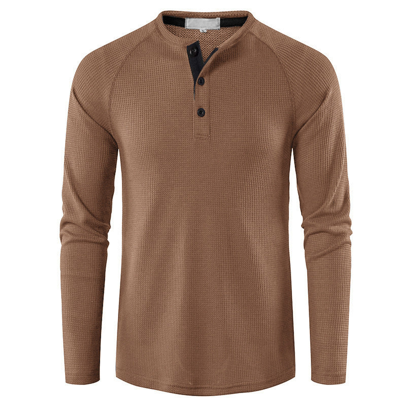Herren nan strukturiertes Henley-Langarmshirt mit Waffelstruktur, Halbknopfleiste und Raglanärmeln Shop Nory