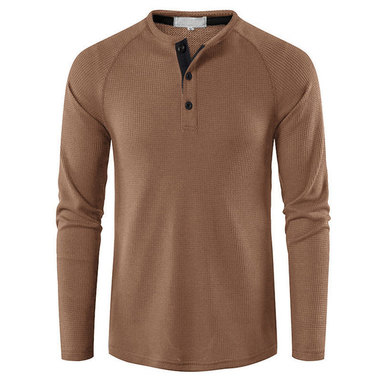 Herren nan strukturiertes Henley-Langarmshirt mit Waffelstruktur, Halbknopfleiste und Raglanärmeln Shop Nory