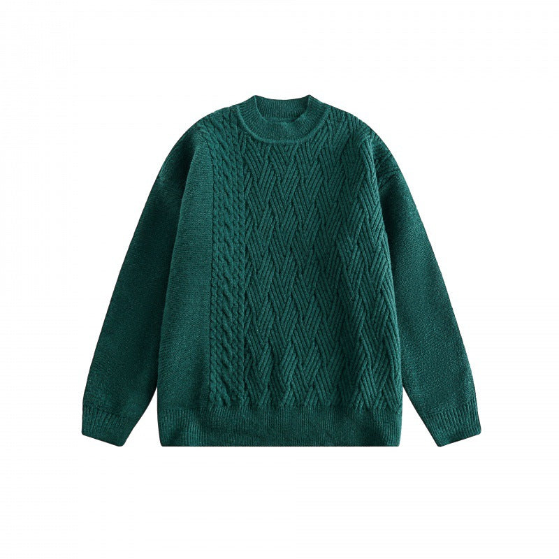 Unisex Oversize-Strickpullover mit asymmetrischem Zopfmuster und Rundhalsausschnitt Shop Nory