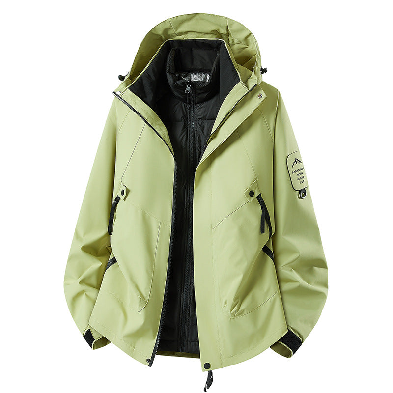 Herren Zwei-in-eins Wetterschutzjacke mit abnehmbarer Steppweste und verstellbarer Kapuze Shop Nory
