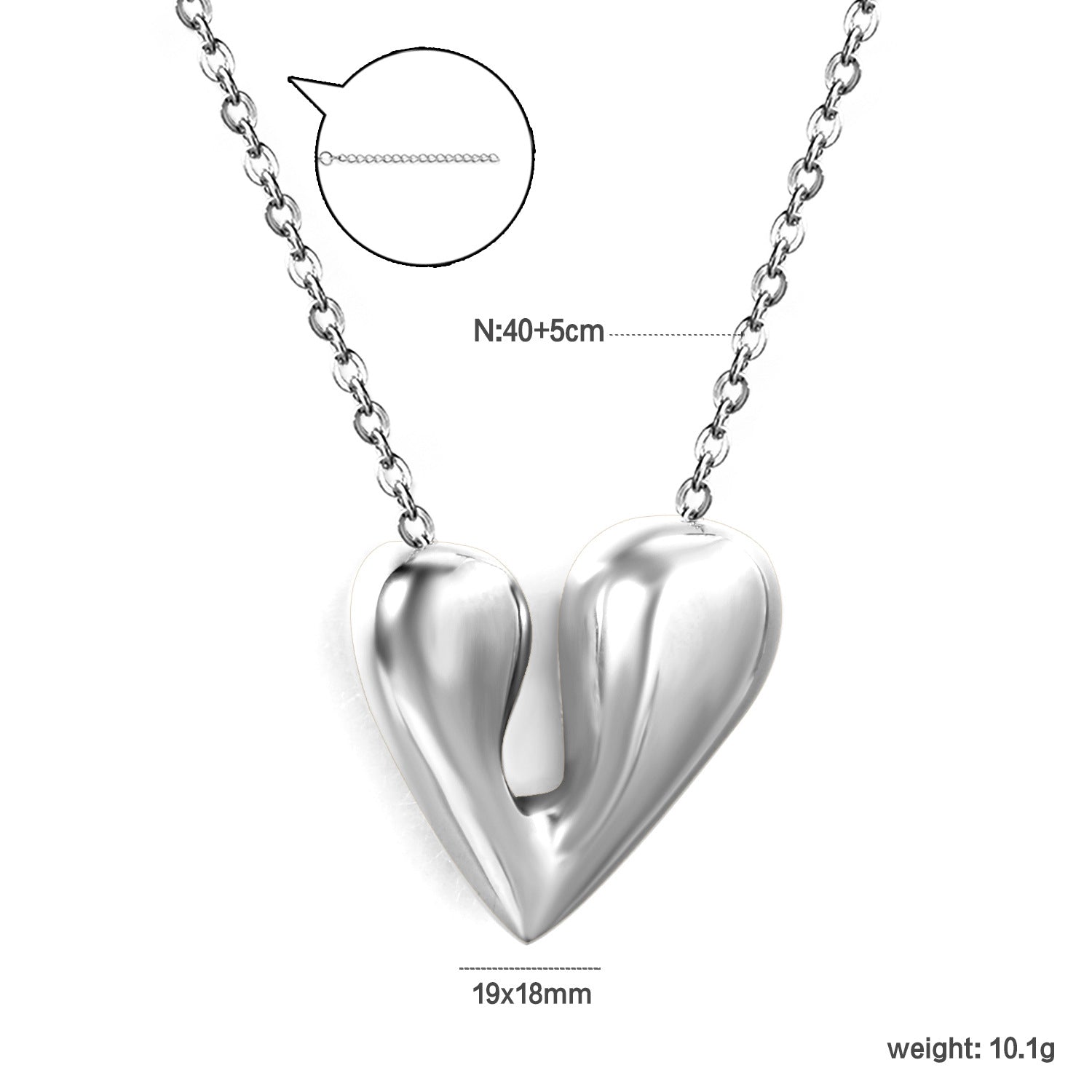 Damen Halskette mit Herz-anhängermotiv und anpassbarem Verlängerungsverschluss Shop Nory