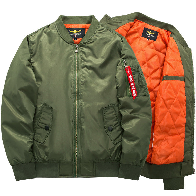 Herren Pilotenbomberjacke im Aviatorstil mit kontrastiertem Steppfutter und Reißverschluss-Ärmeltasche Shop Nory