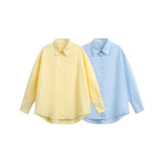 Damen Oversize-Bluse mit feinem Karomuster, Drop-Shoulder und verlängerter Rückenpartie Shop Nory