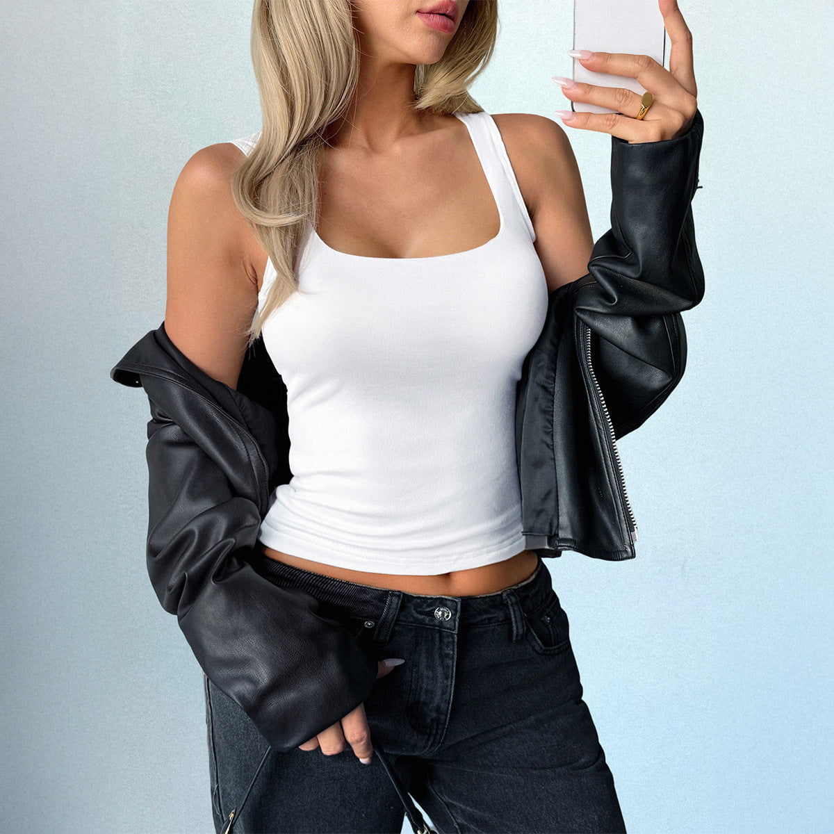 Damen Elegantes Top mit quadratischem Ausschnitt und figurfreundlichem Schnitt