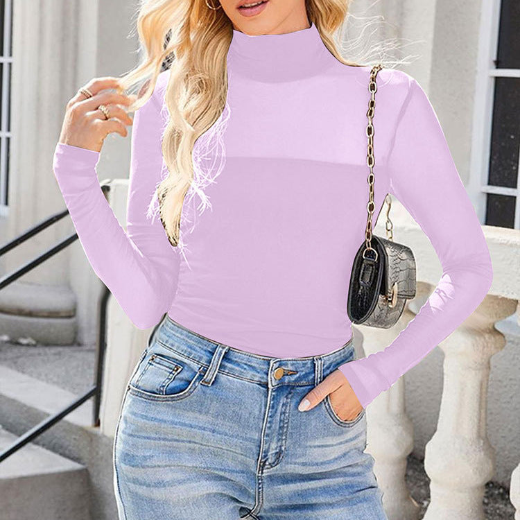 Damen Langarmshirt mit eleganter Raffung und transparentem Design