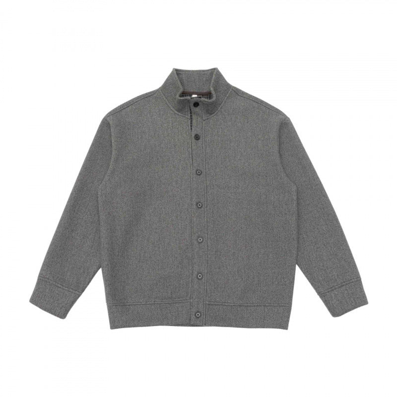 Unisex Boxy-Strickcardigan mit Stehkragen und durchgehender Knopfleiste Shop Nory