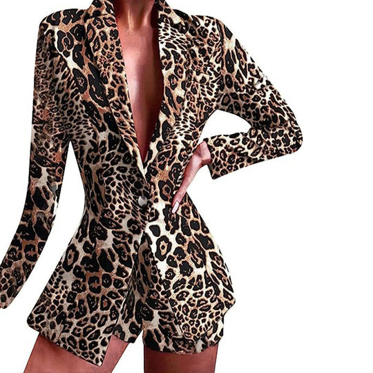 Damen Modischer Blazer mit kurzen Hosen und auffälligem Farbdesign