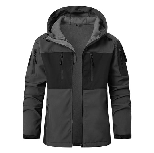 Herren Softshell-Tactical Jacke mit Fleece-Innenfutter, Kapuze und Multifunktionstaschen Shop Nory
