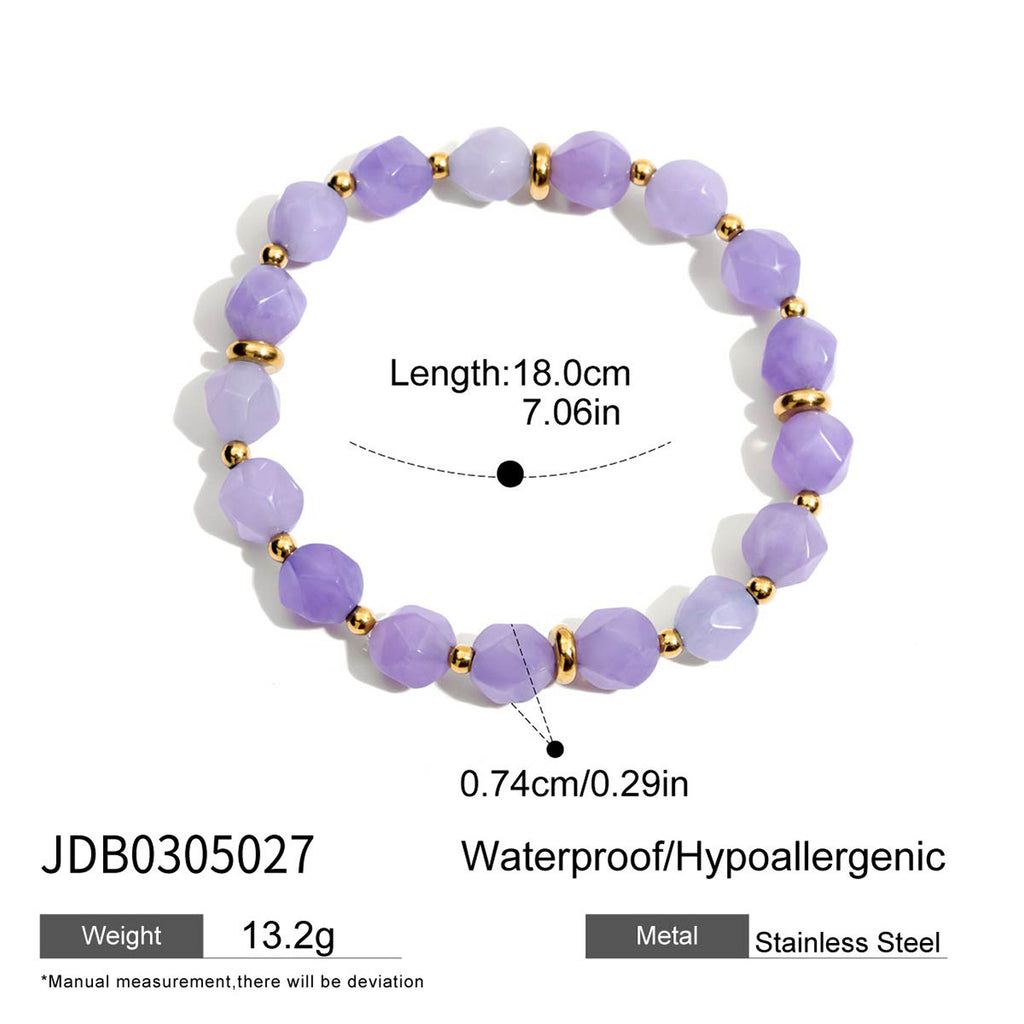 Damen Armband aus hypoallergenem Edelstahl mit eleganten lila Quarzperlen Shop Nory