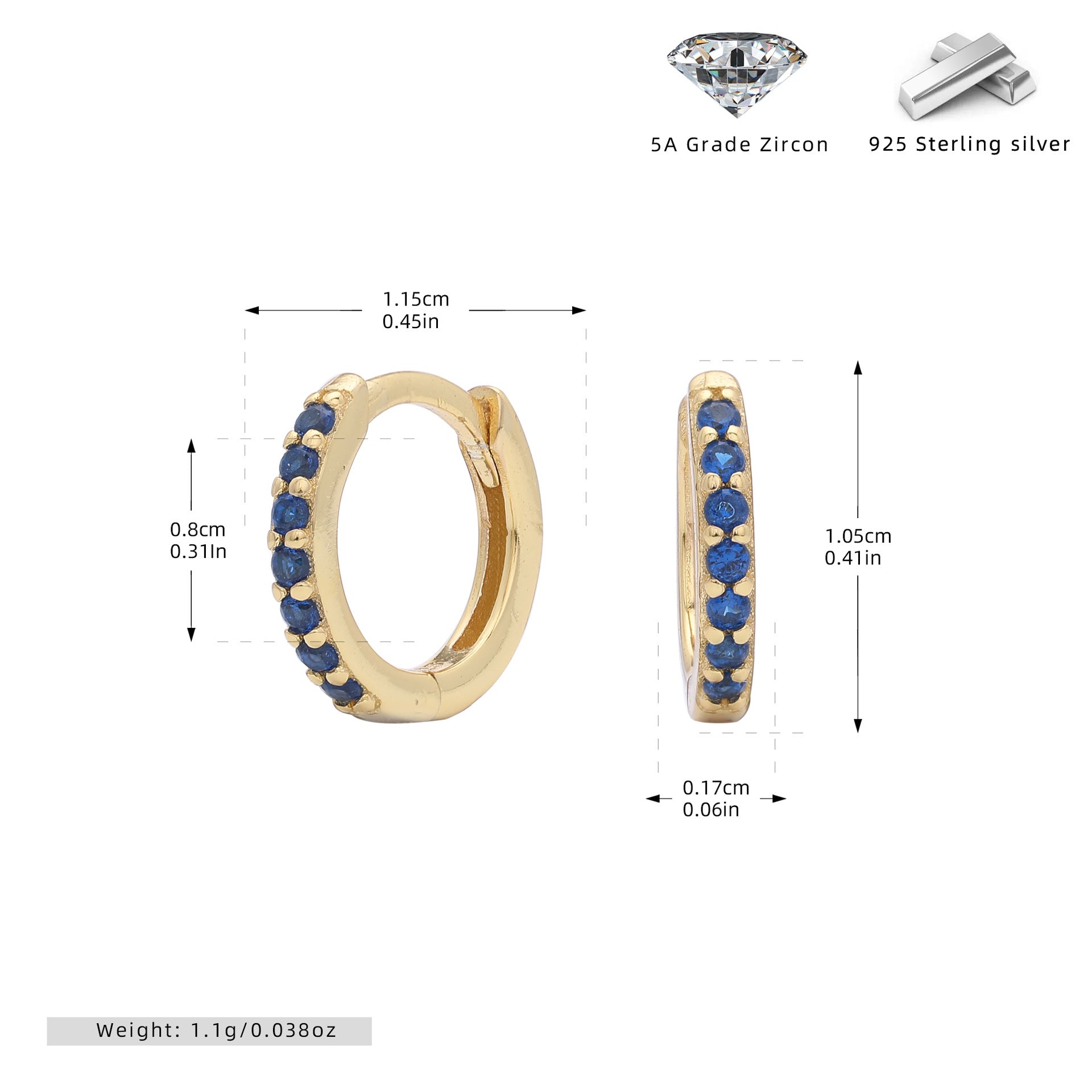 Damen Ohrstecker mit funkelnden Zirkonsteinen aus hochwertigem 925 Sterling Silber Shop Nory
