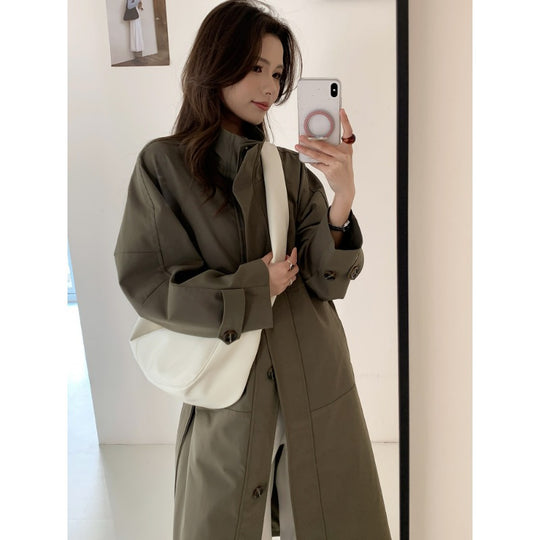 Damen Leichter Oversize-Trenchcoat mit Stehkragen und großen Eingrifftaschen Shop Nory