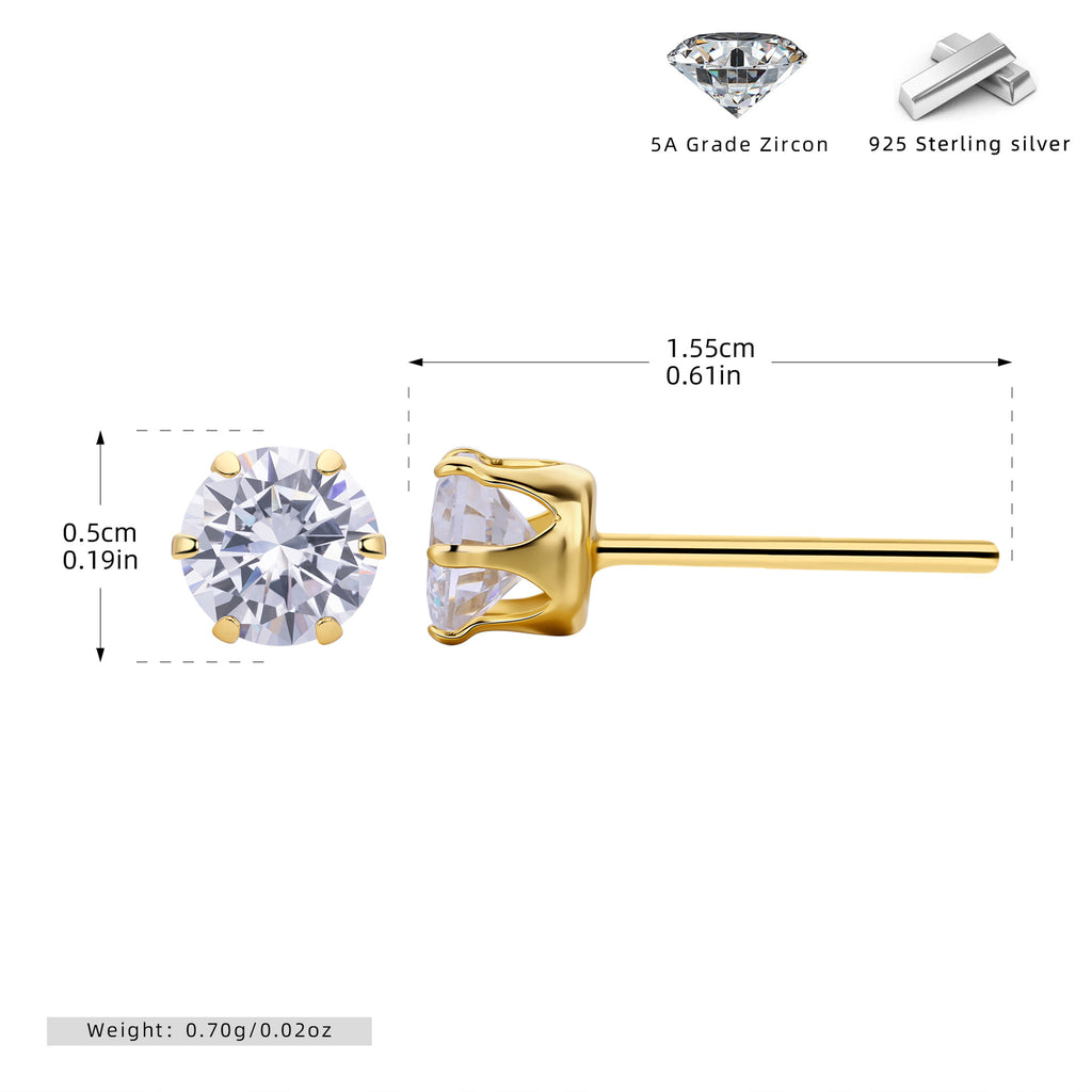 Damen Ohrstecker mit funkelnden 5A Zirkonsteinen aus hochwertigem 925 Sterling Silber Shop Nory
