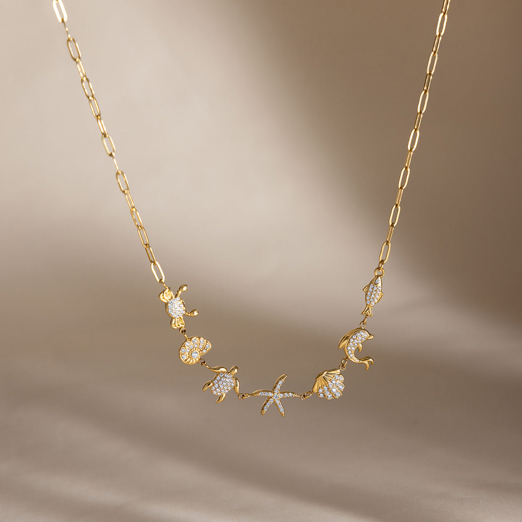 Damen elegante Halskette mit maritimen Tiermotiven und hypoallergenem Edelstahl Shop Nory