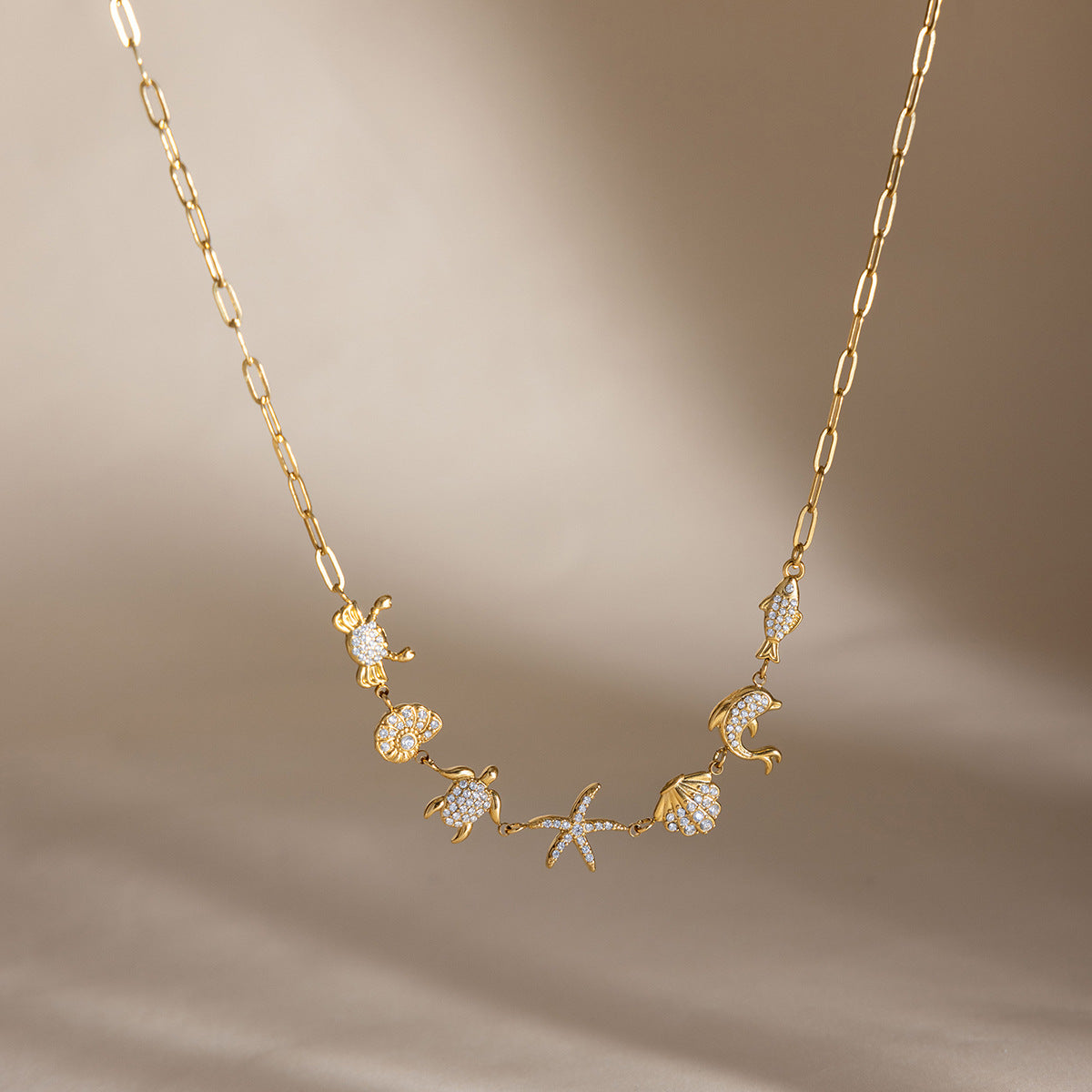 Damen elegante Halskette mit maritimen Tiermotiven und hypoallergenem Edelstahl Shop Nory