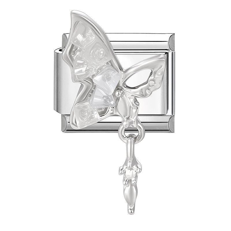Zarte Schmetterling Charm-Link-Anhänger Aus Hochwertigem Edelstahl mit Kristallakzent