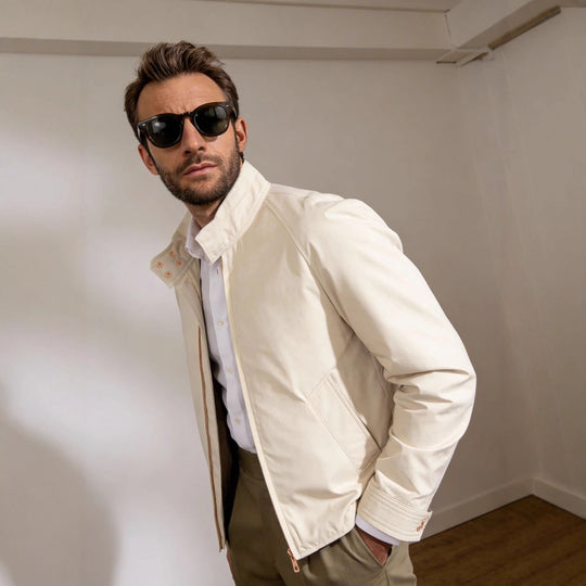 Herren Harrington-Jacke mit Cordkragen, Zweiwege-Reißverschluss und verdeckten Eingrifftaschen Shop Nory