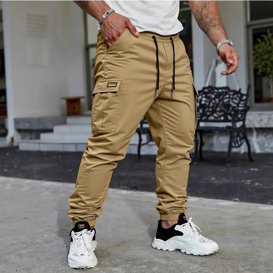 Herren Tapered Cargo-Jogginghose mit elastischem Bund, Kordelzug und Mehrfachtaschen Shop Nory