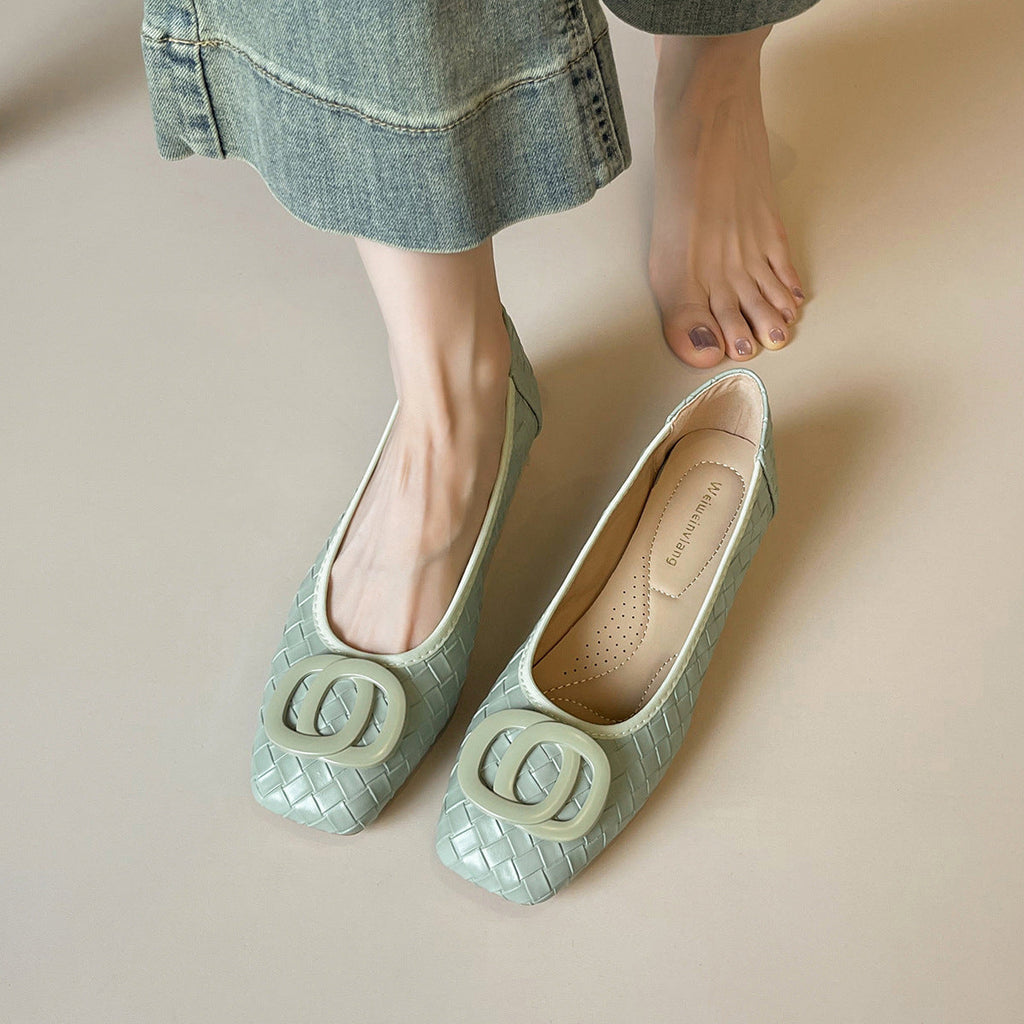 Damen Ballerinas mit schickem Reliefmuster und modischem Schnallenakzent