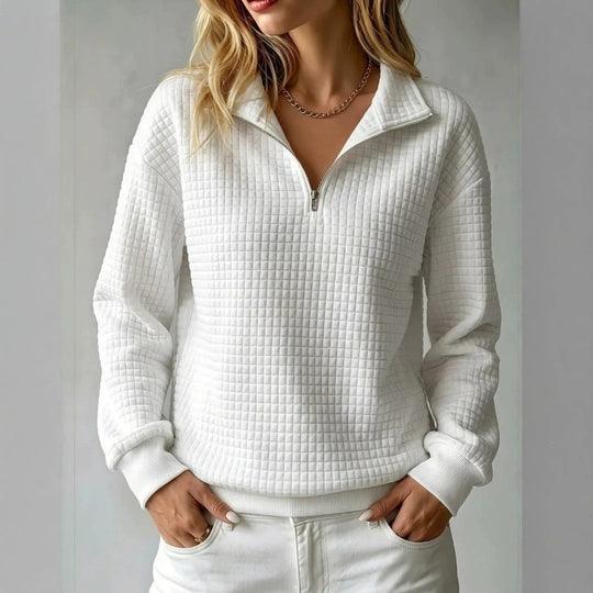 Damen Stepp-Sweatshirt mit halbem Reißverschluss und Kachelstruktur Shop Nory