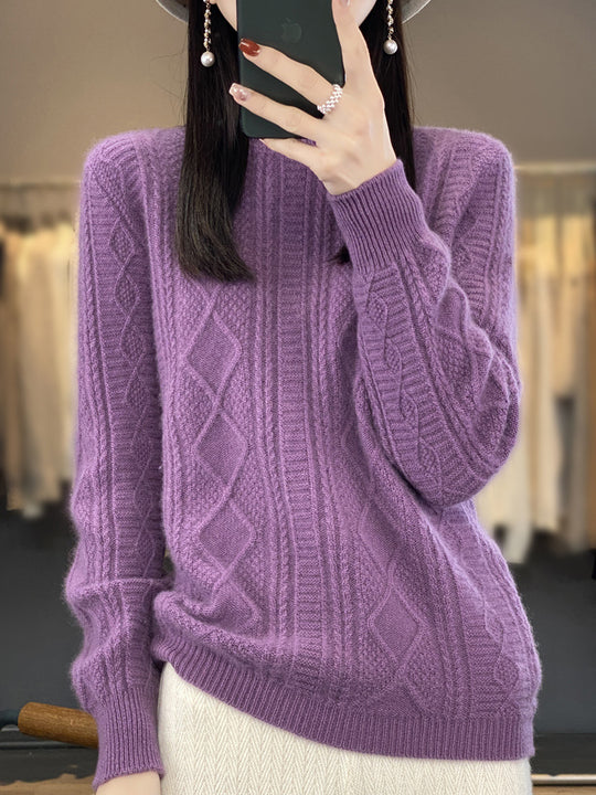 Damen Zopfmuster-Feinstrickpullover mit Ajour-Bahnen und weichem Mohair-Finish Shop Nory