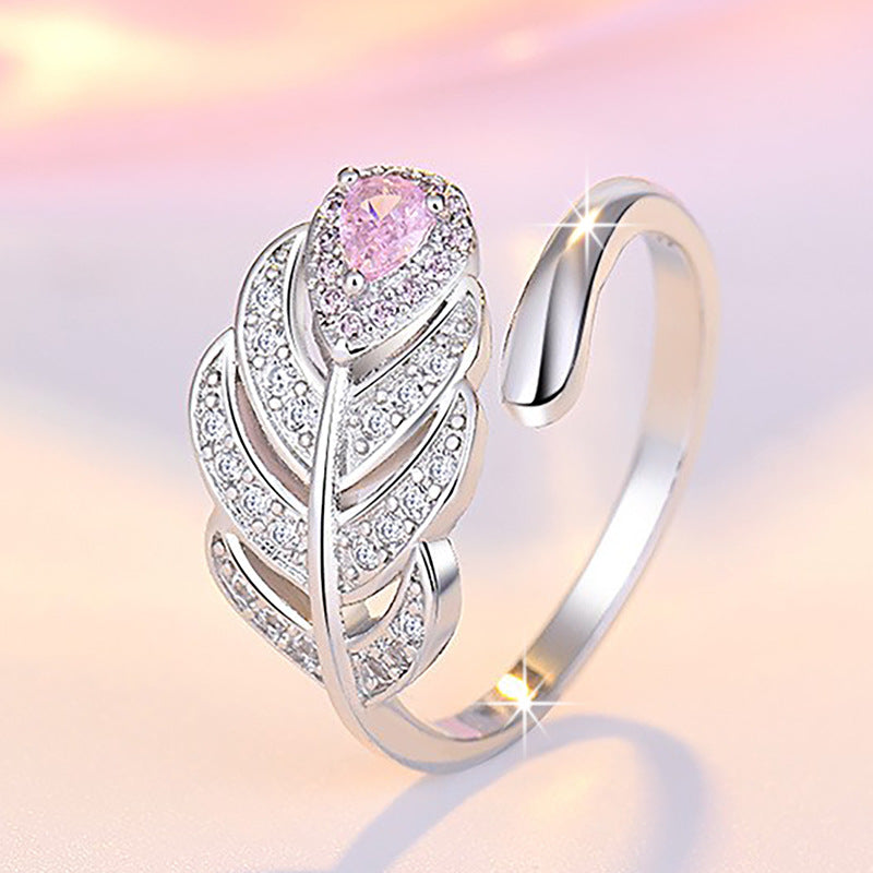 Damen Offener Ring mit kunstvollem Federdesign Shop Nory