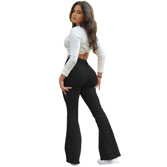 Damen Schmal geschnittene Schlagjeans mit knieoffenen Cutouts und formendem Komfortbund Shop Nory