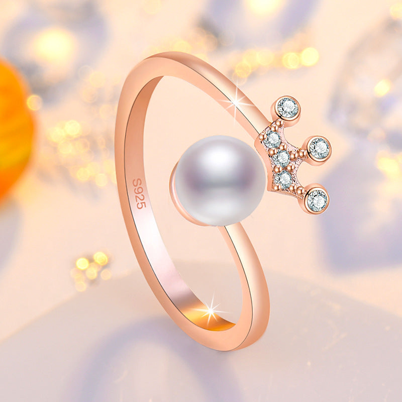 Damen eleganter Ring mit Perlenakzent und funkelnden Zirkonia Shop Nory