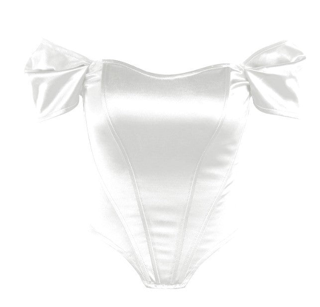 Damen Off-Shoulder Body mit Puffärmeln
