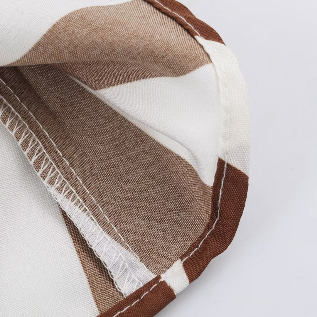 Damen Gestreiftes Midikleid mit Stehkragen, tailliertem Gürtel und ausgestelltem A-Linien-Rock Shop Nory