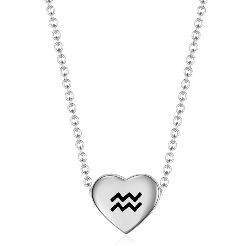 Damen Halskette mit gravierbarem Herzanhänger und astrologischem Symbol Shop Nory