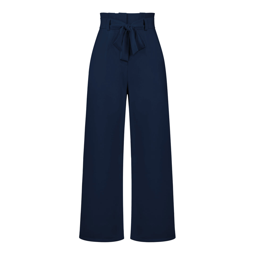 Damen hochtaillierte Paperbag-Hose mit weitem Bein und Taillengürtel Shop Nory