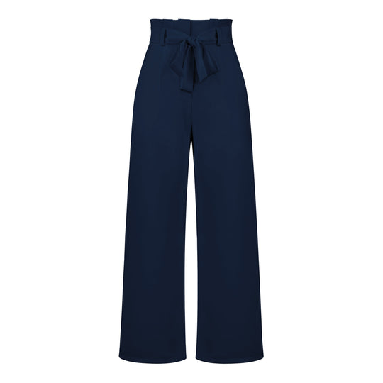 Damen hochtaillierte Paperbag-Hose mit weitem Bein und Taillengürtel Shop Nory