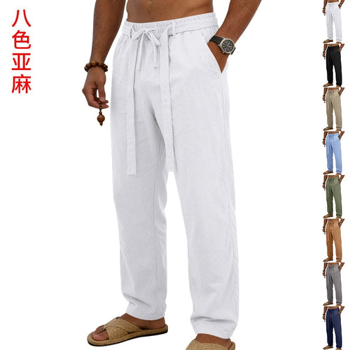 Herren Atmungsaktive Sommer-Relaxhose mit Elastikbund, Tunnelzug und Seitentaschen Shop Nory