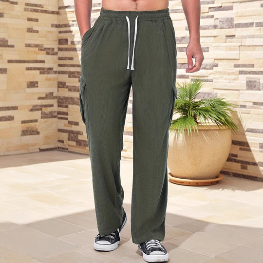 Herren Cord-Optik Cargo-Jogger mit Tunnelzug, elastischem Bund und aufgesetzten Klapptaschen Shop Nory