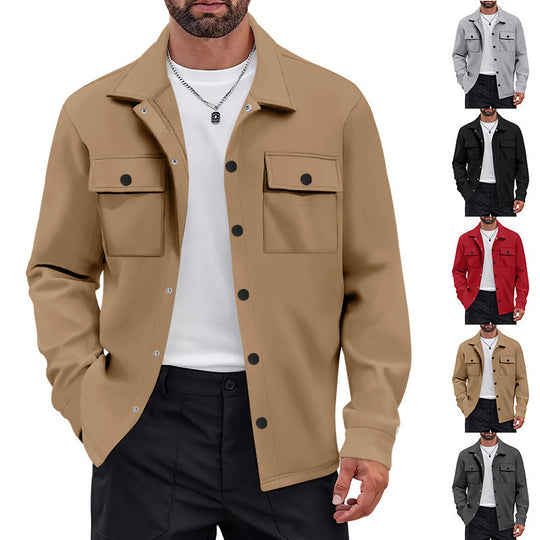 Herren vielseitige Flanelljacke mit aufgesetzten Taschen und modernem Schnitt