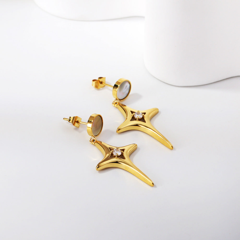 Damen Hängende Ohrstecker mit funkelndem Kristall und eleganter Goldverzierung Shop Nory