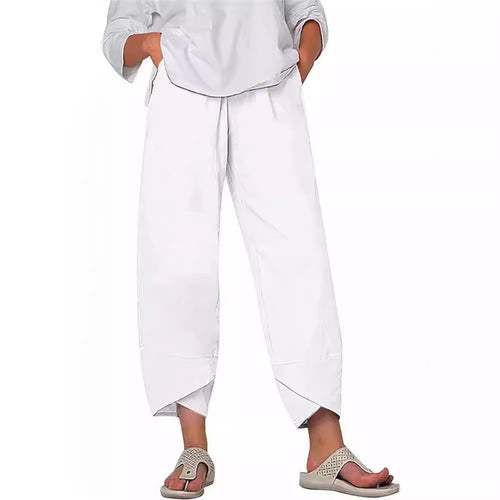 Damen Weite Culotte-Hose mit überlappendem Tulpen-Saum und elastischem Bund Shop Nory