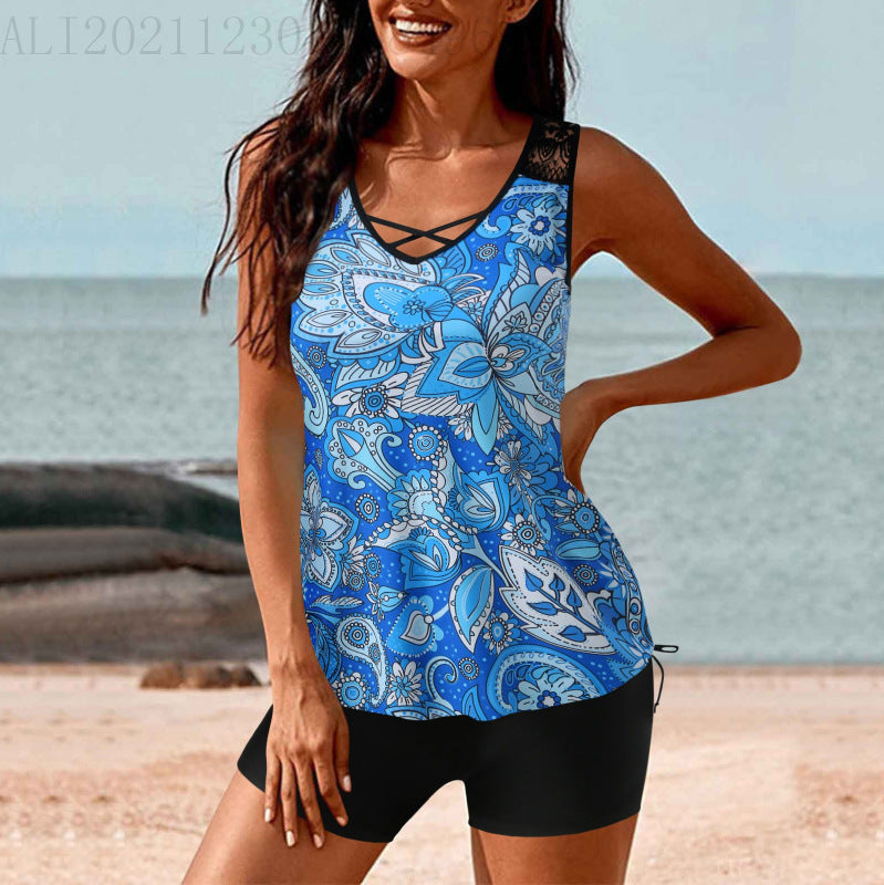 Damen Tankini-Set mit Hohe Taille und Sportlichem Flair Shopnory