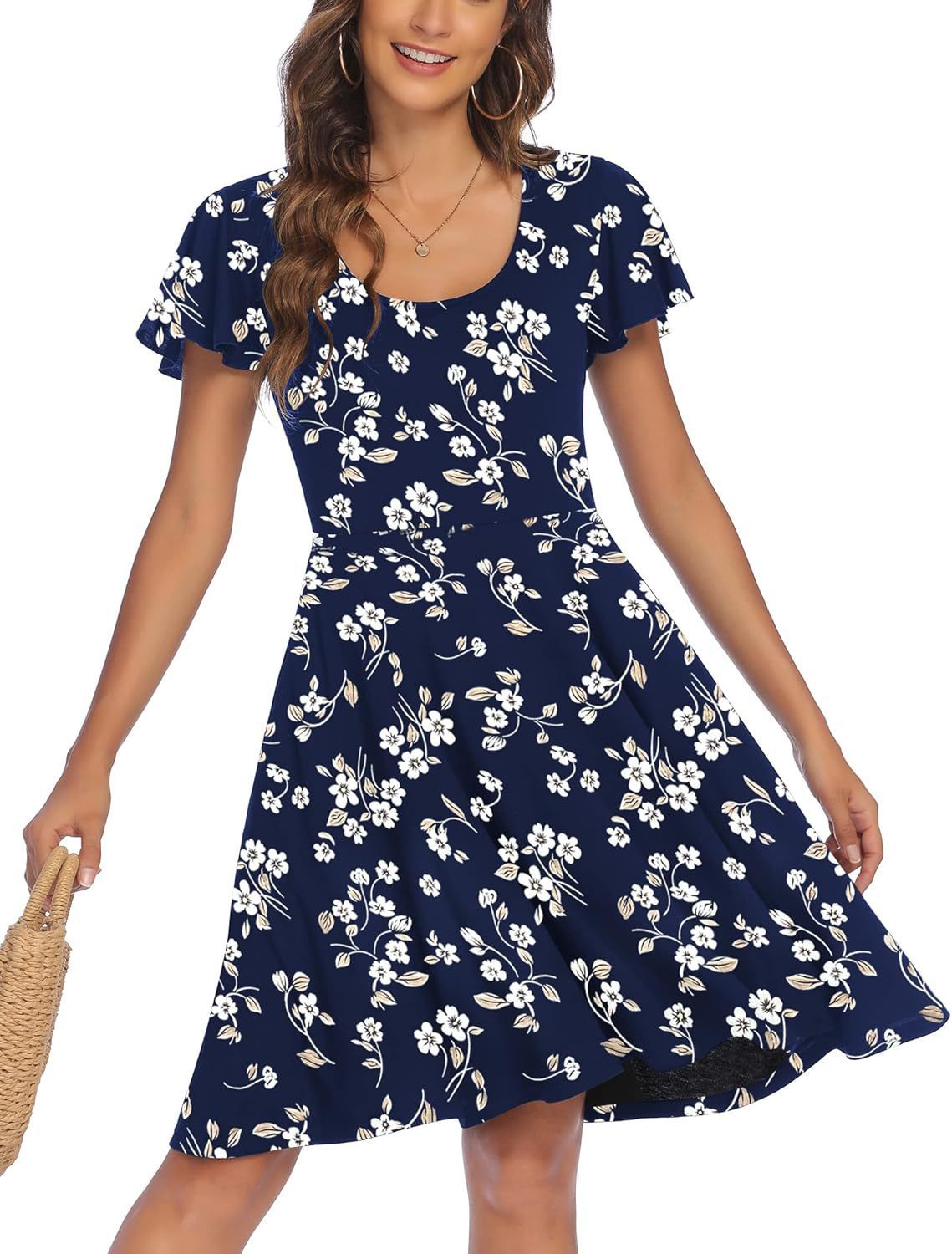 Damen Sommerliches Kleid mit floralem Muster und schwingendem Rock
