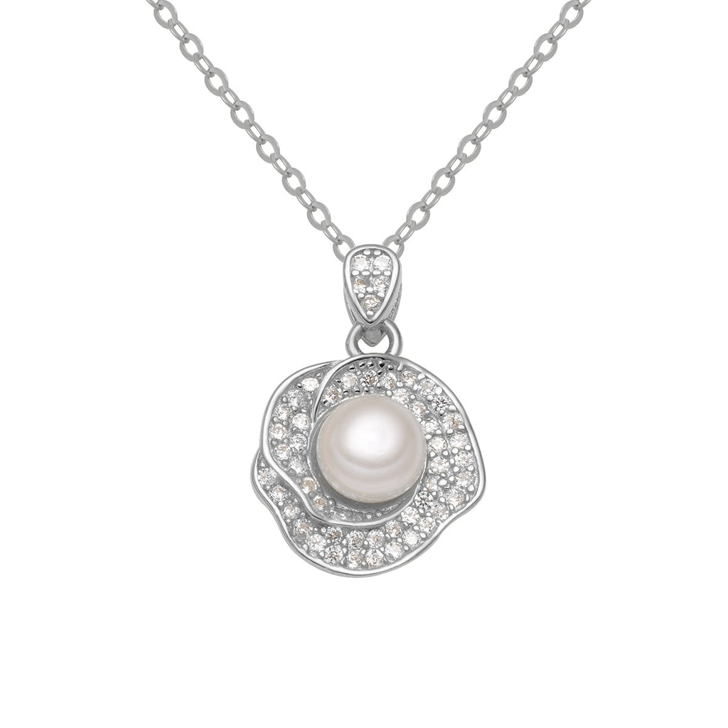 Damen Halskette mit elegantem Perlen-Design und funkelnden Kristallakzenten Shop Nory