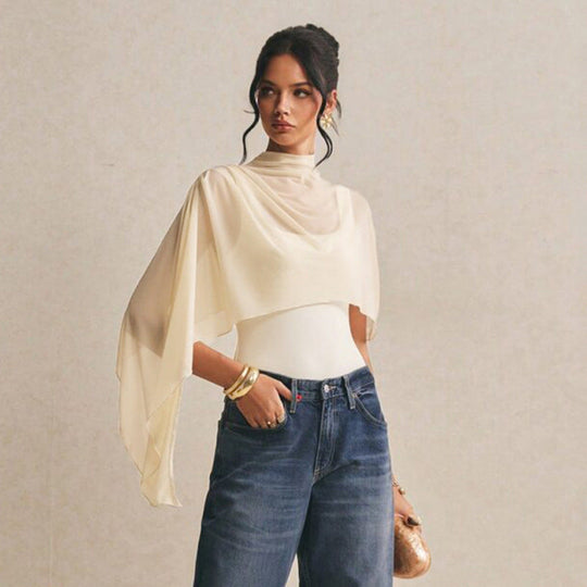Damen Body mit elegantem Chiffon-Überwurf