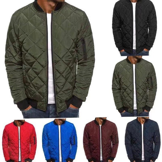 Herren gesteppte Übergangsjacke mit hohem Kragen und seitlichen Taschen