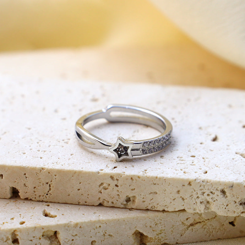 Damen Funkelnder Stern-Ring mit Zirkonia-Details Shop Nory