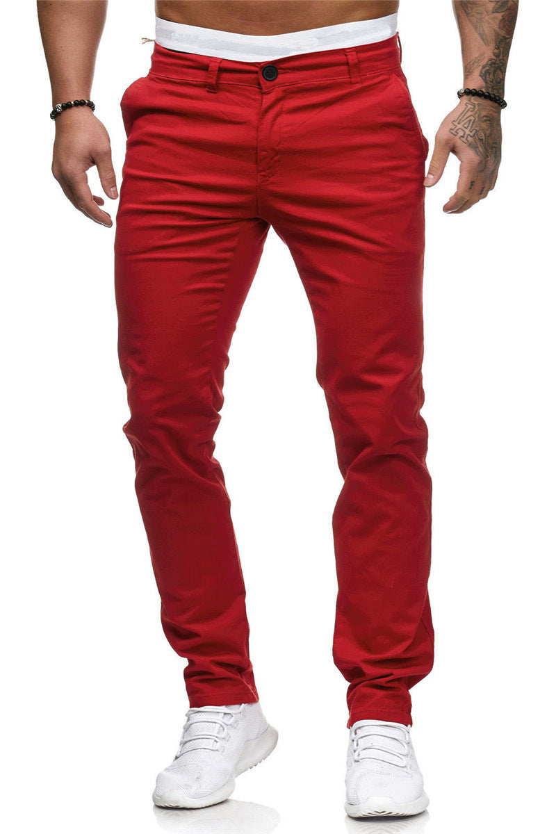 Herren Slim-Fit Chinohosen mit elastischem Bund und praktischen Taschen